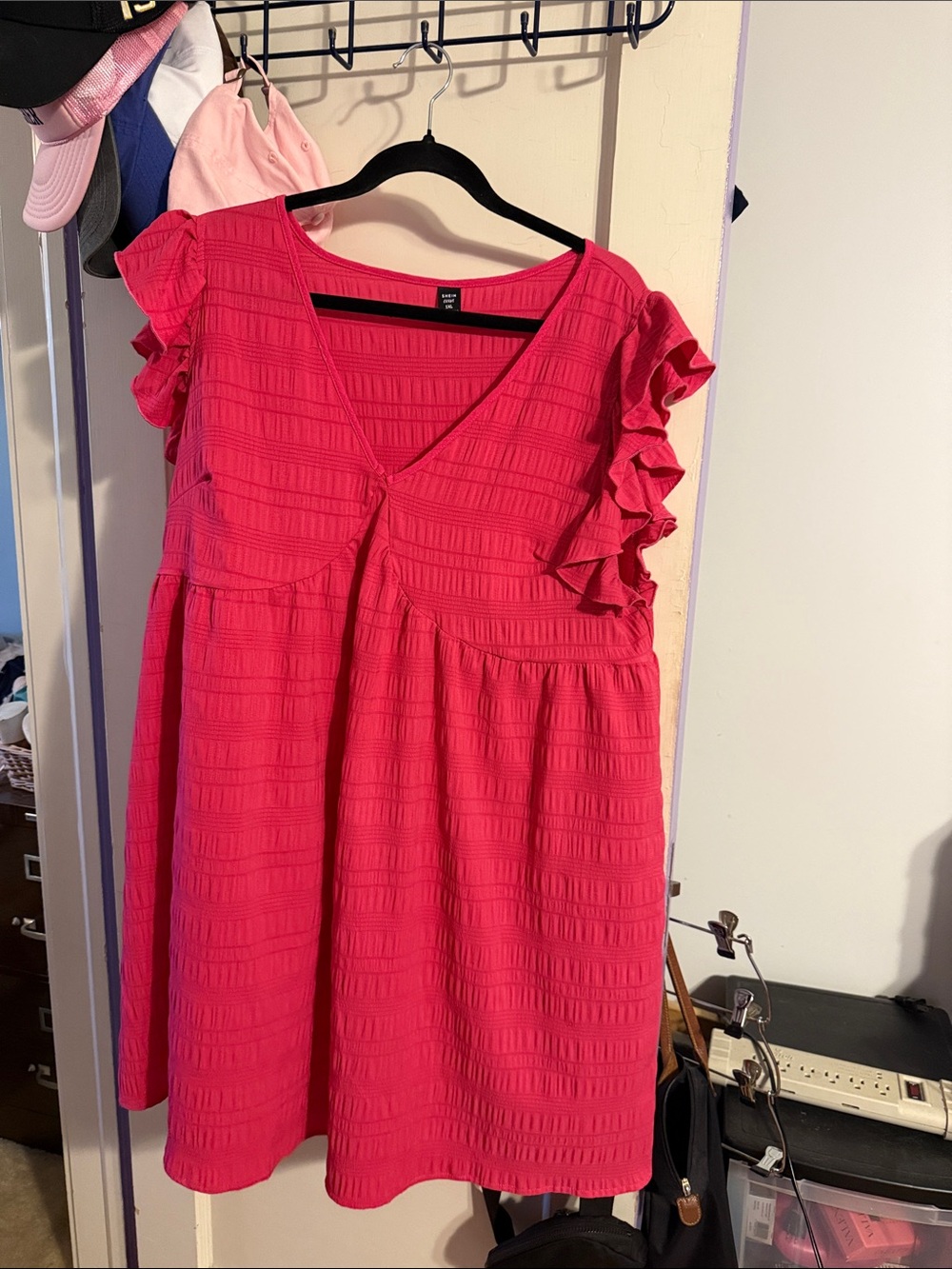 SHEIN Curve Vivid Pink Textured dress